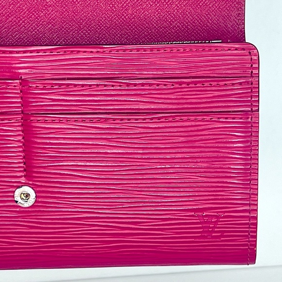 EUC Louis Vuitton Epi Magenta Portefeuille Sarah Leather Snap Zip Wallet COA - Picture 3 of 16
